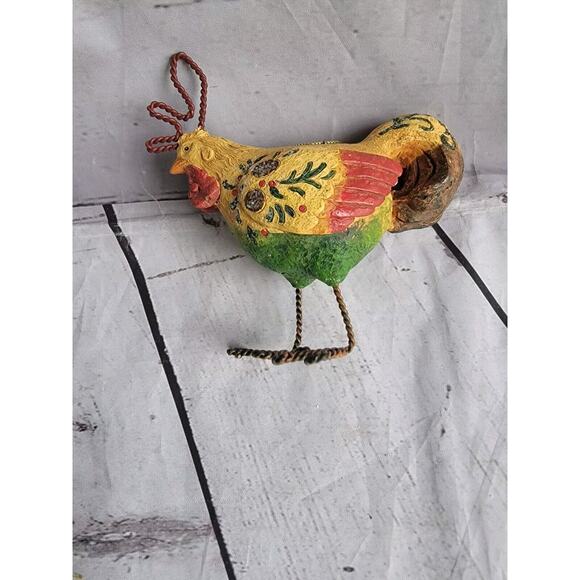 Rooster Primitive Folk art Decor 4.5" Rison and twisted wire Ornament Countrycor - Picture 4 of 8